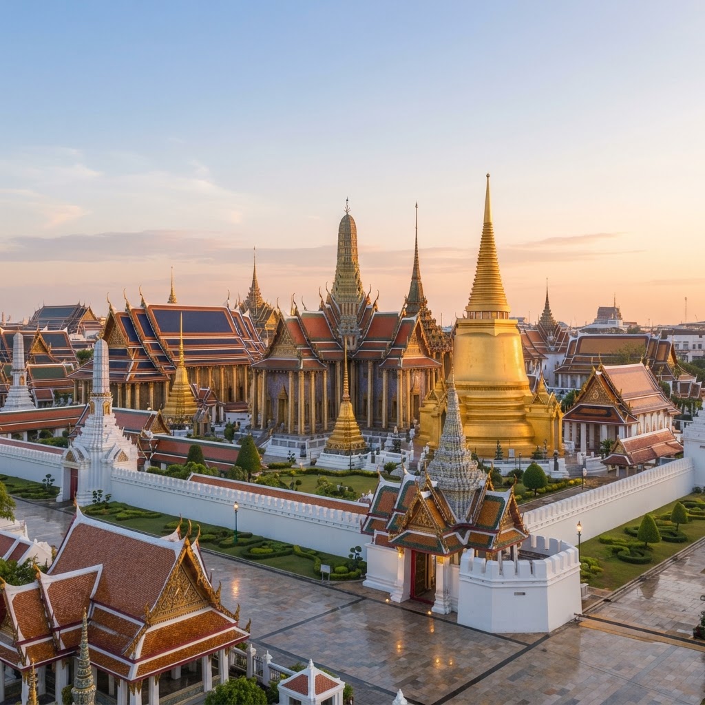 Grand Palace and Wat Phra Kaew at dawn