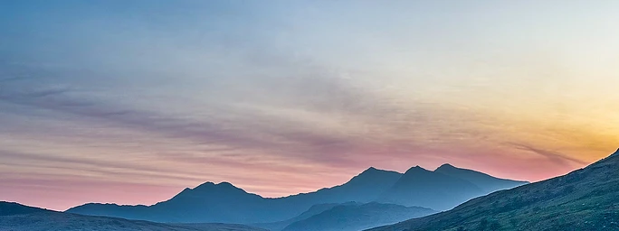 Sunrise over the mountains of Eryri (Snowdonia)