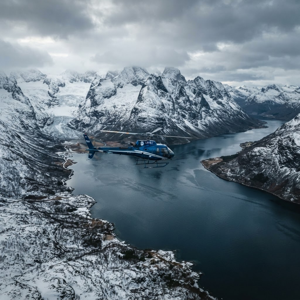 Arctic fjord at golden hour
