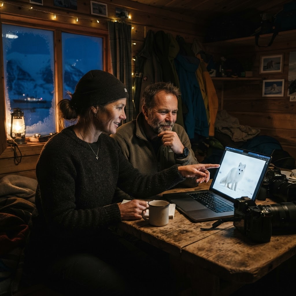 Photography workshop and editing aboard the expedition