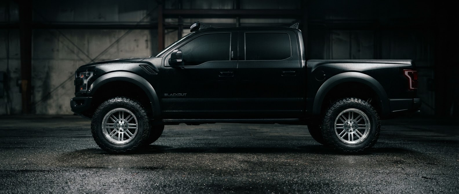 Lifted truck with premium off-road wheels