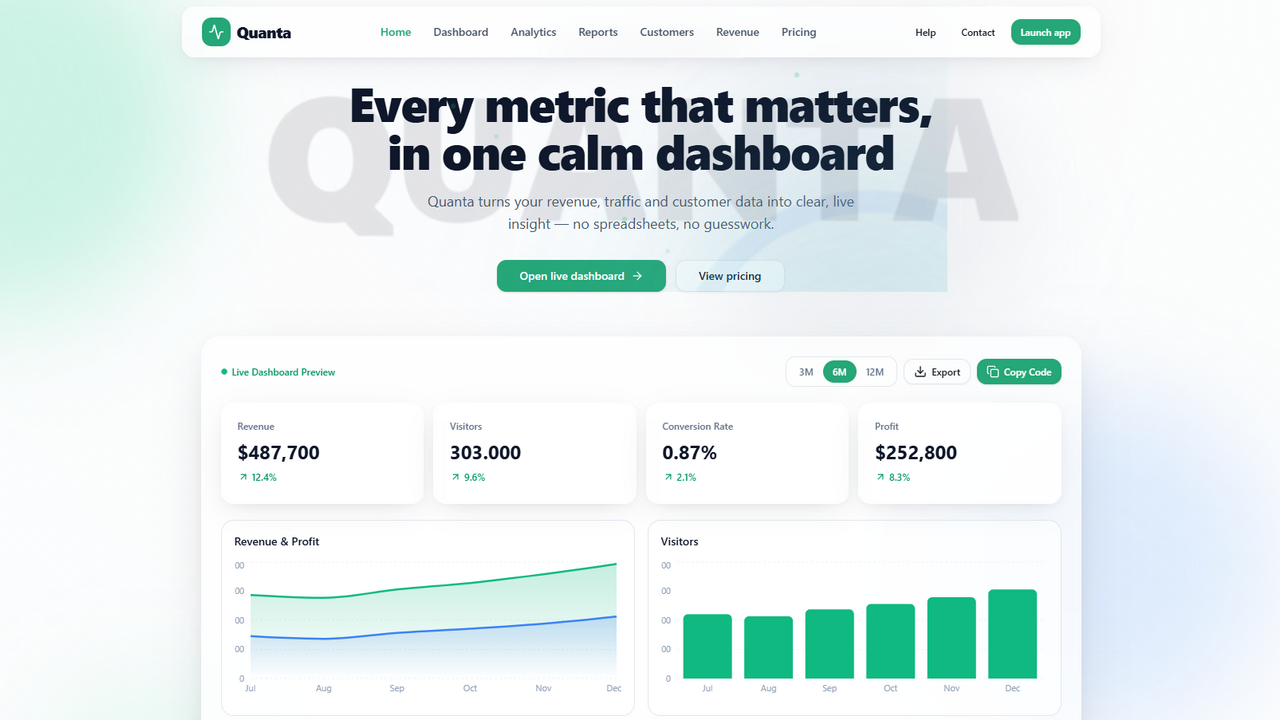 Quanta template preview