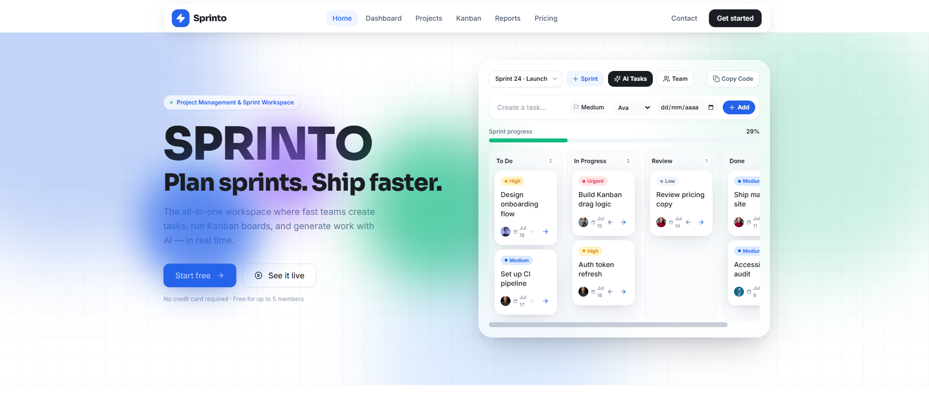 Sprinto template preview