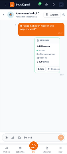 Afspraken direct in de chat