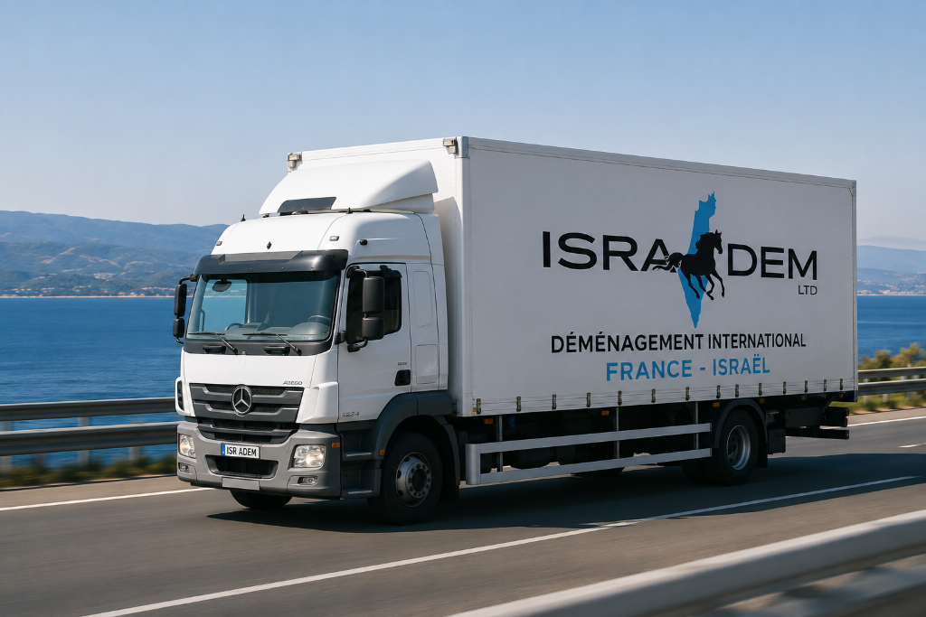 Déménageur Isradem portant un carton