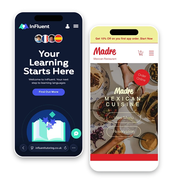 Mobile-optimised website mockups
