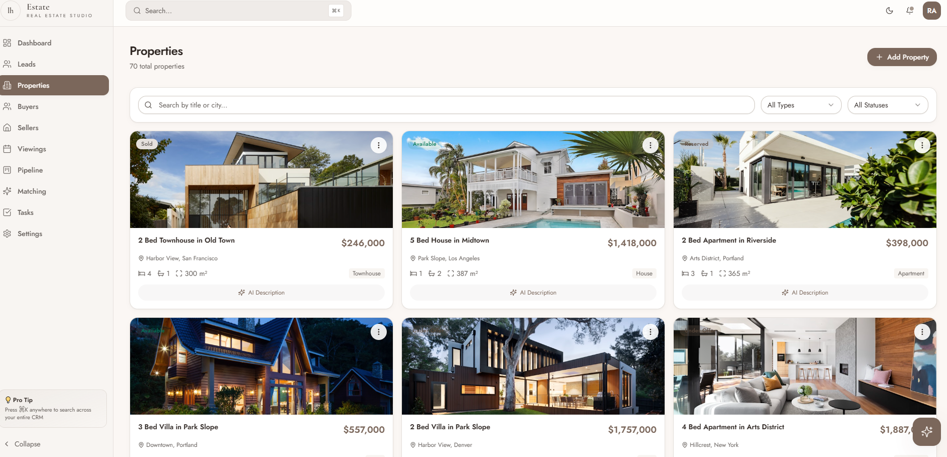Estate AI – Luxury Real Estate CRM template preview