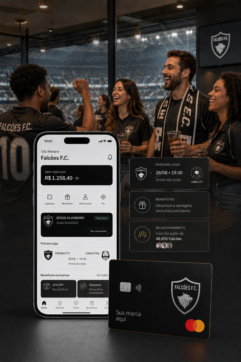 App de sócio, cartão do clube e benefícios para arenas e comunidades no BaaS da Treeal