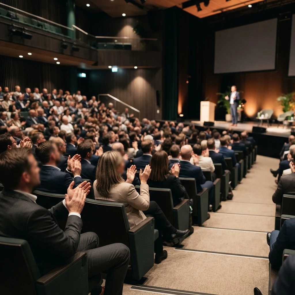 Auditório lotado na palestra de abertura de um congresso