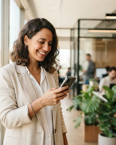 Cliente usando a conta digital com a marca da sua empresa no celular