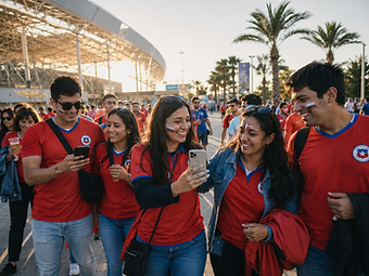 Aficionados caminando hacia el estadio