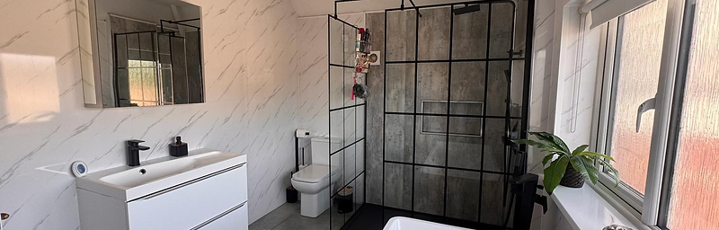 Contemporary bathroom with walk-in shower