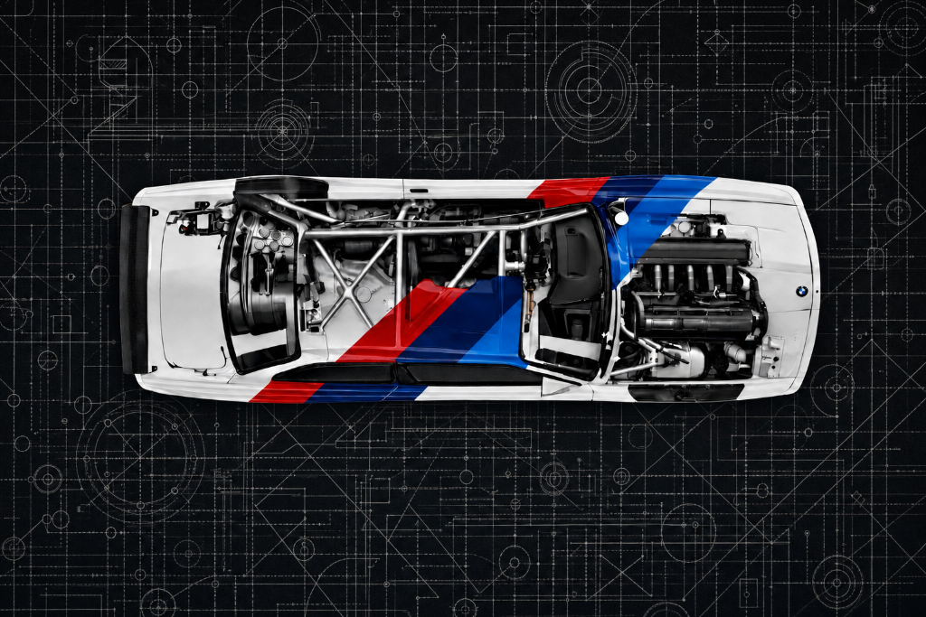 BMW M motorsport build over technical blueprint
