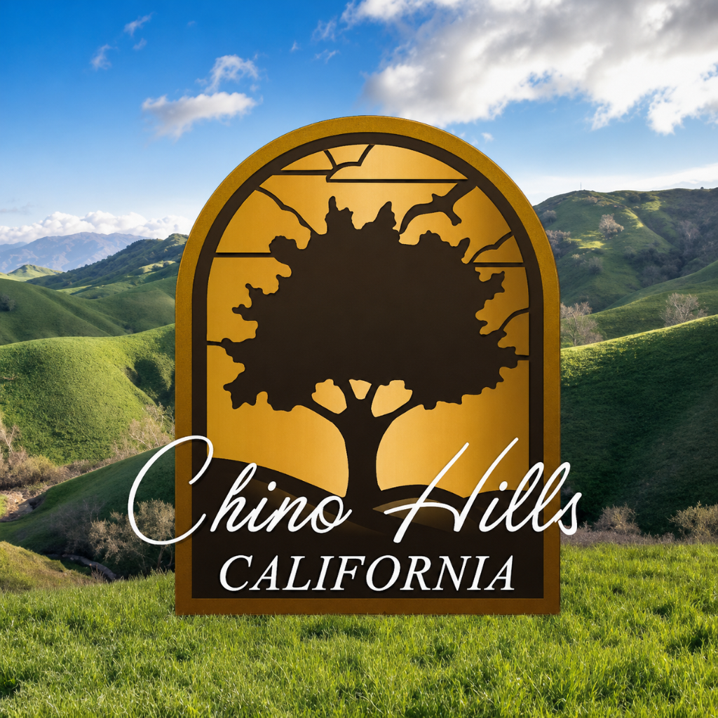 Chino Hills, California landscape and city emblem
