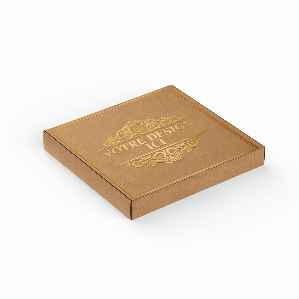 Boîte à pizza carrée kraft premium personnalisée