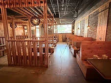 Korean BBQ dining room, lantern lighting