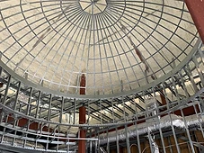 Rotunda dome framing with spray foam insulation