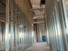 Interior wall framing in progress