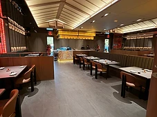 Dining room, wood beam ceiling