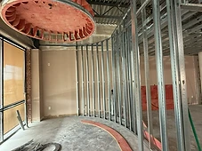 Steel stud framing, round ceiling feature under construction