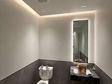 Restroom fixtures, finishing in progress