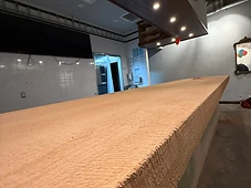 Raw wood bar countertop, install in progress