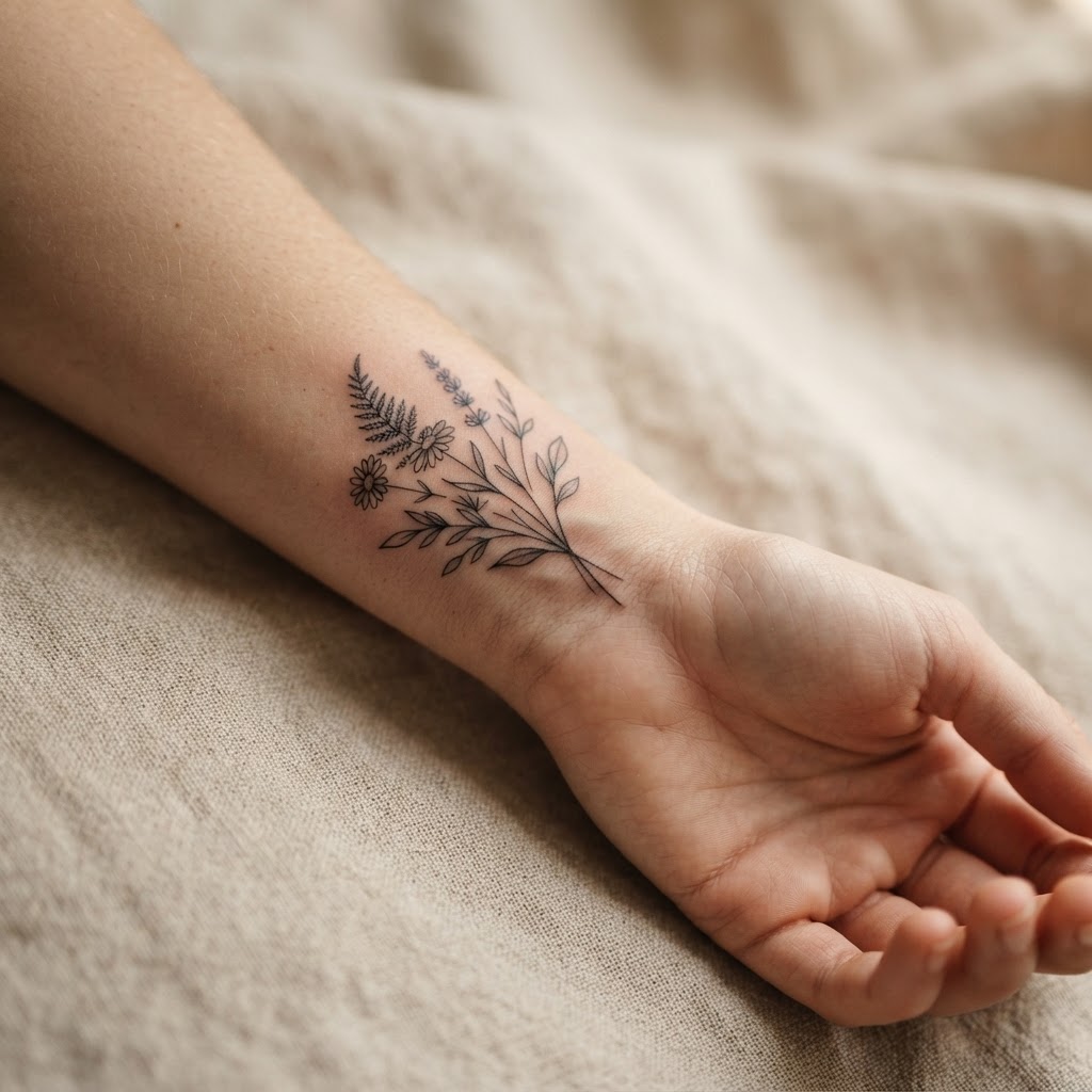 Fine line wrist tattoo