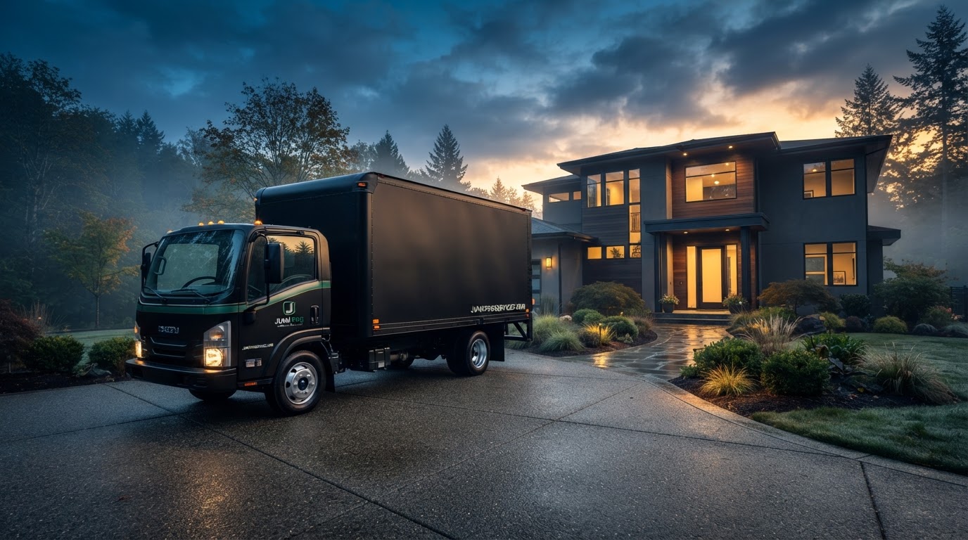 AG Junk Removal truck at dawn
