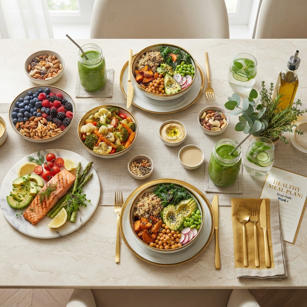 Healthy meal plan spread