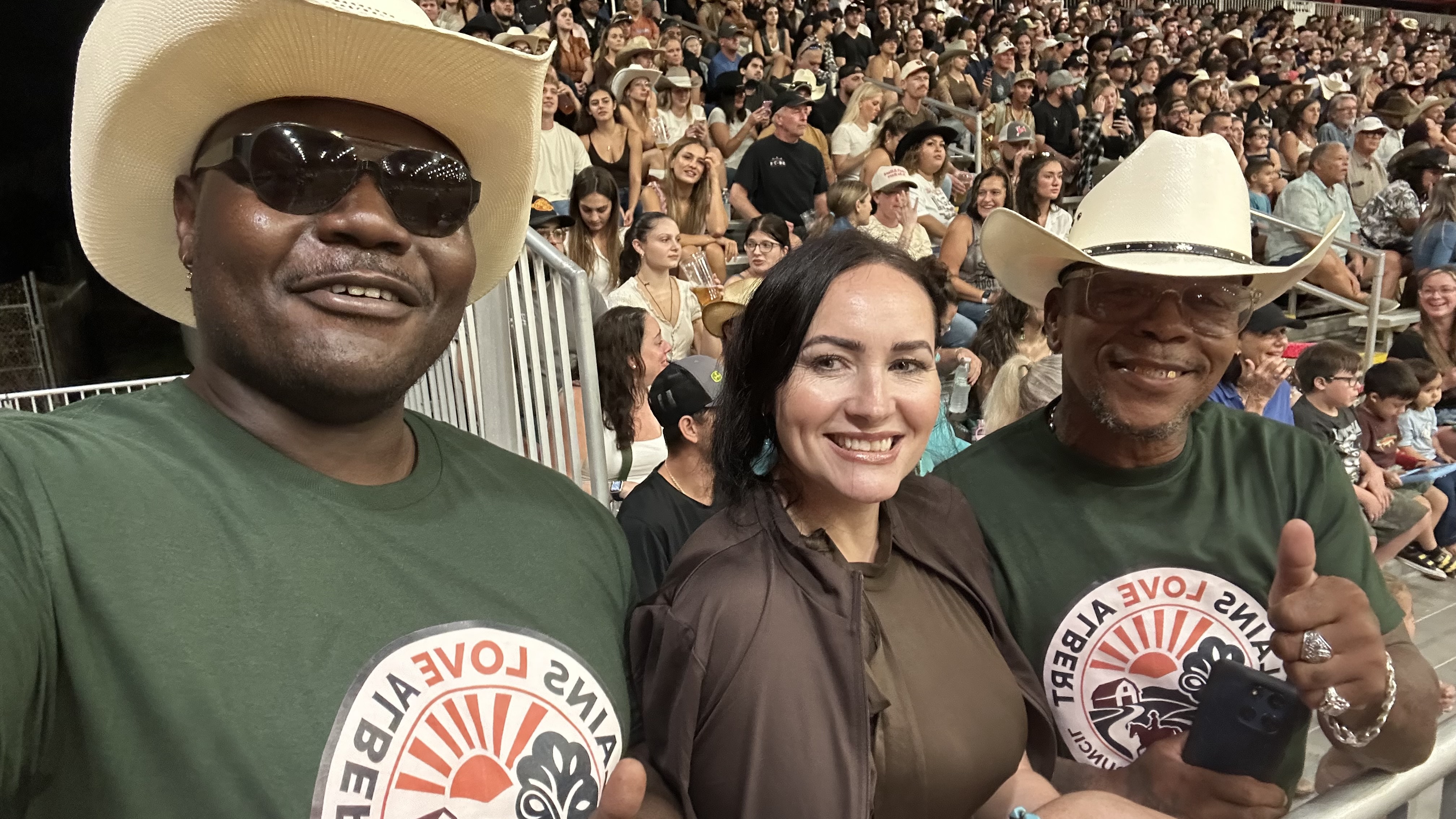 With supporters at the arena