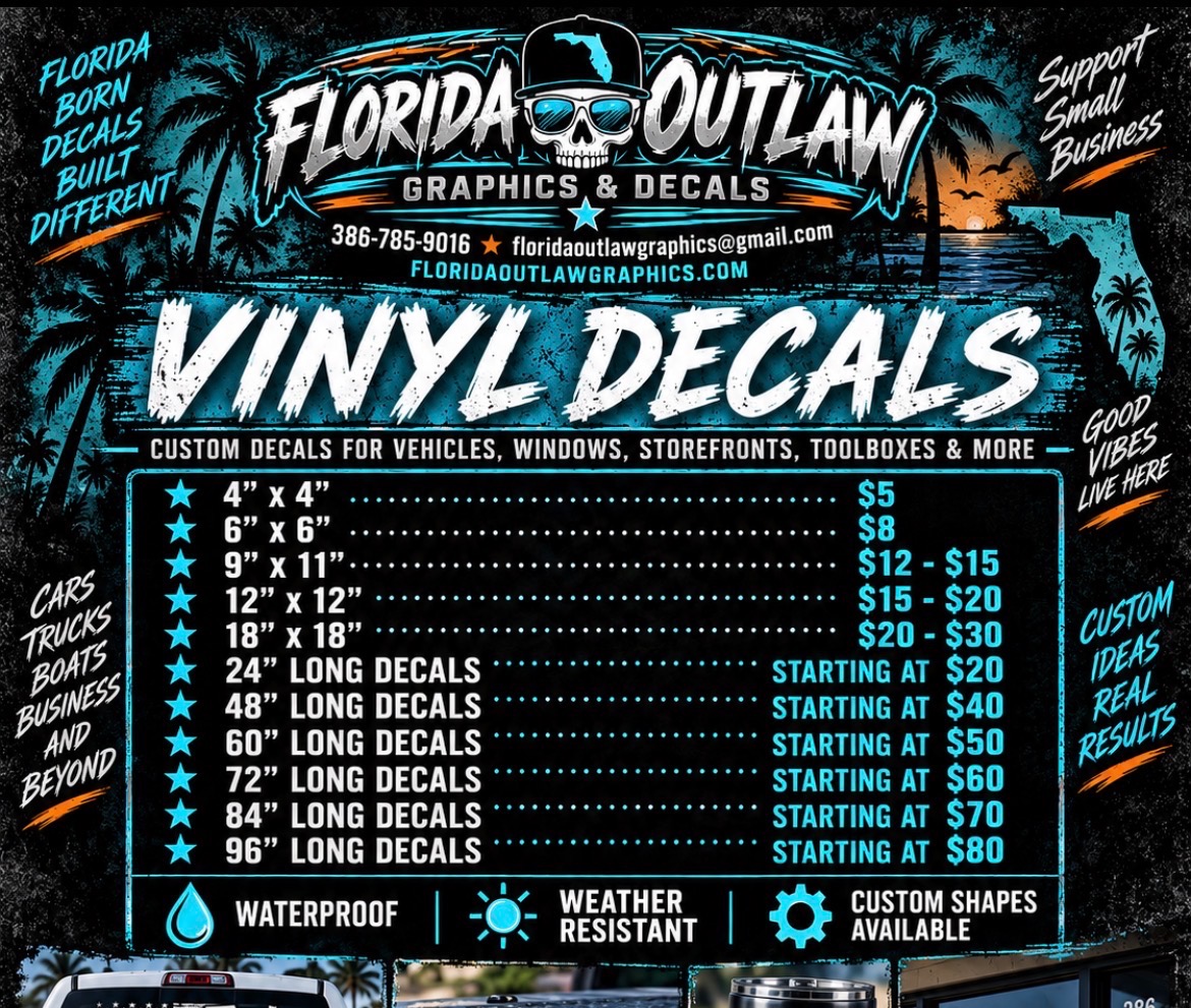Vinyl Decal Sizes & Pricing