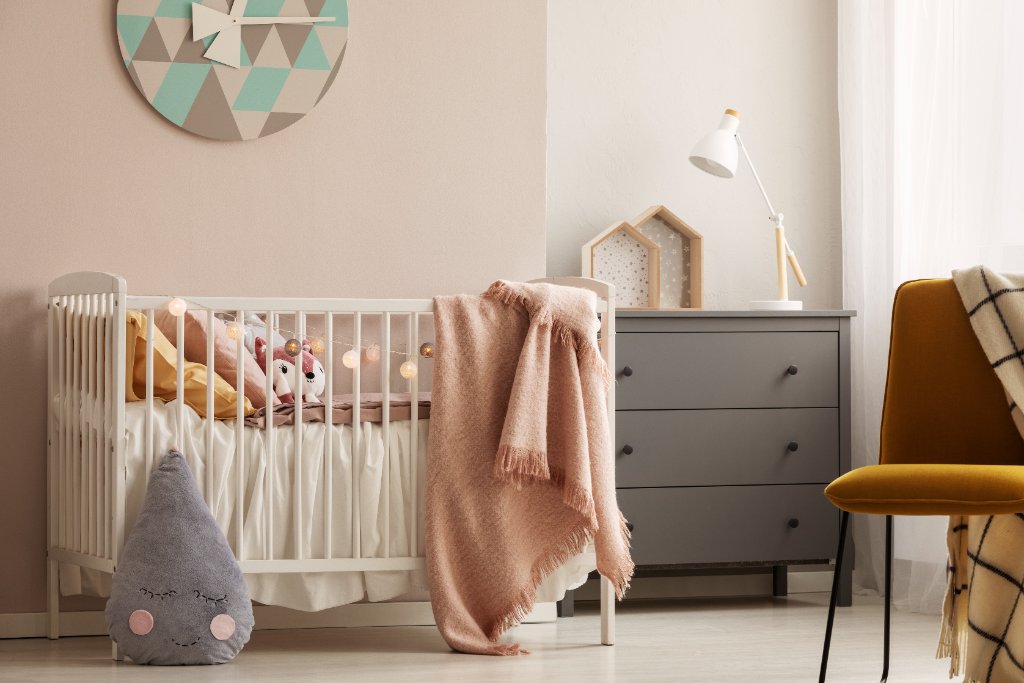 A calm, styled nursery corner