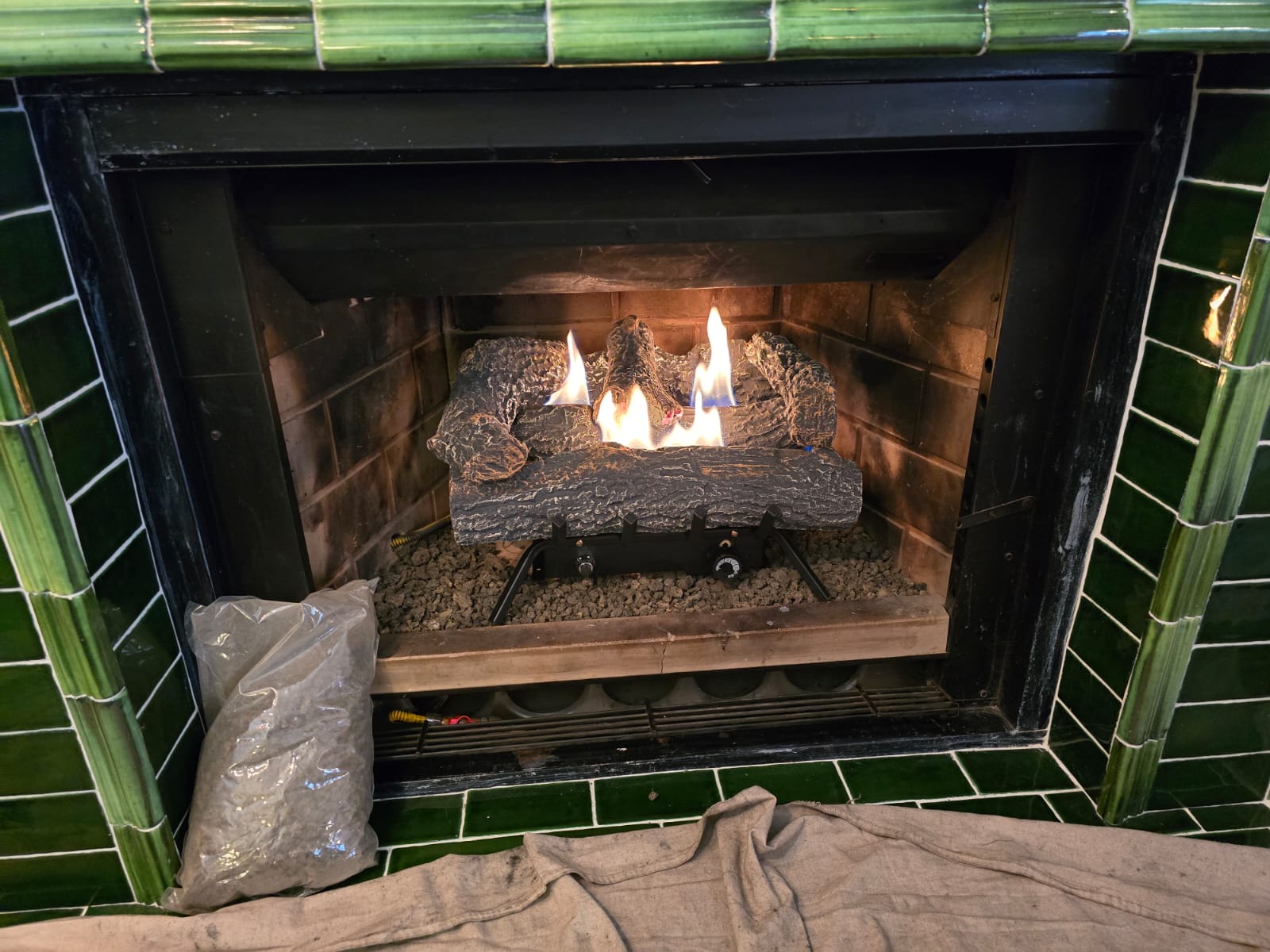 Gas Fireplace Service — Freshly Installed Log Set