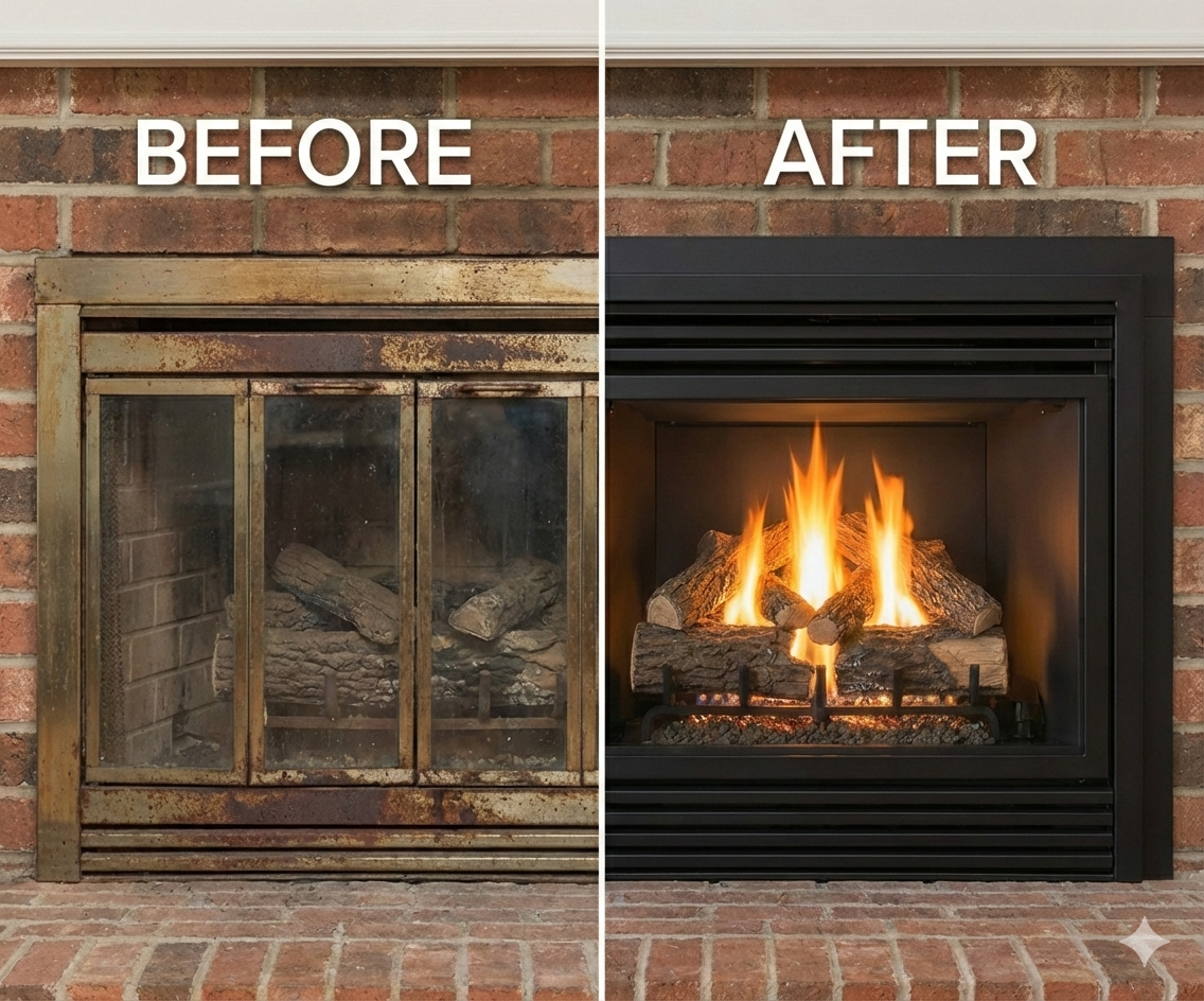 Gas Fireplace Insert — Before & After