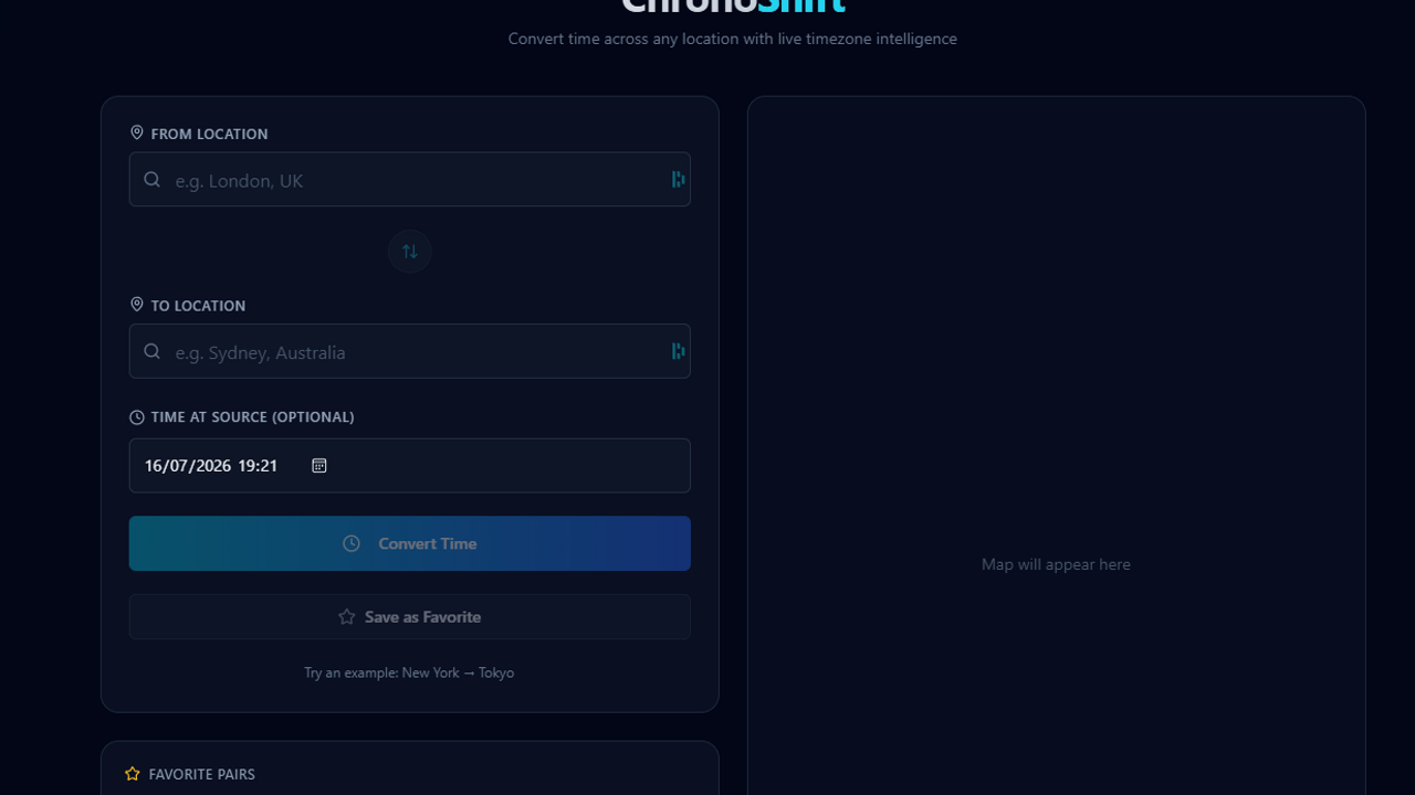 ChronoShift — World Clock & Time Converter template preview