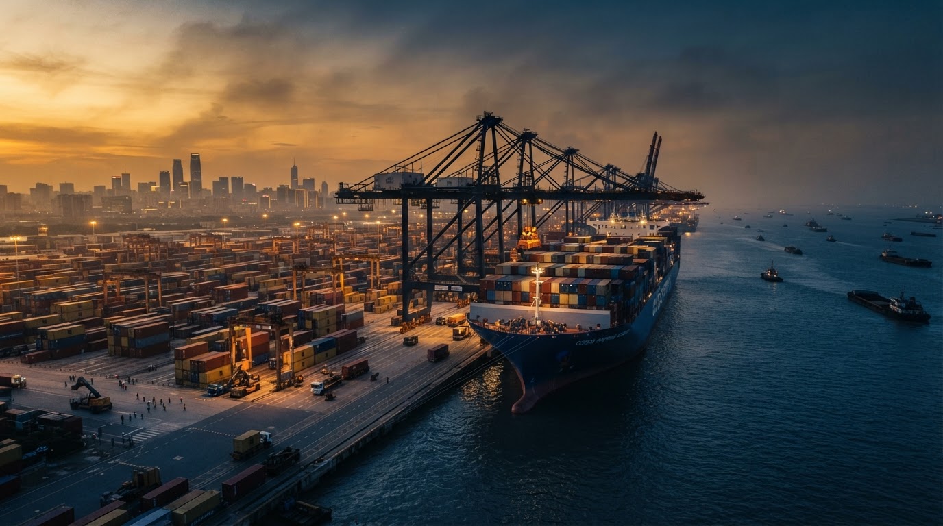 Container ship at Shanghai port