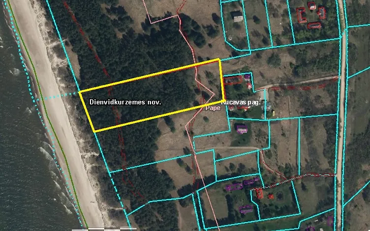 Zeme 1, 3646 ha platībā ar jūras robežu 64,5 m 9