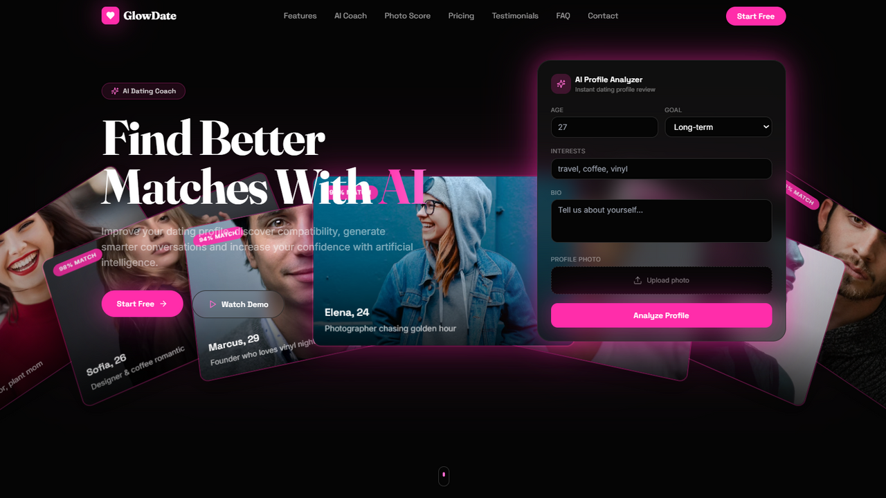 GlowDate template preview