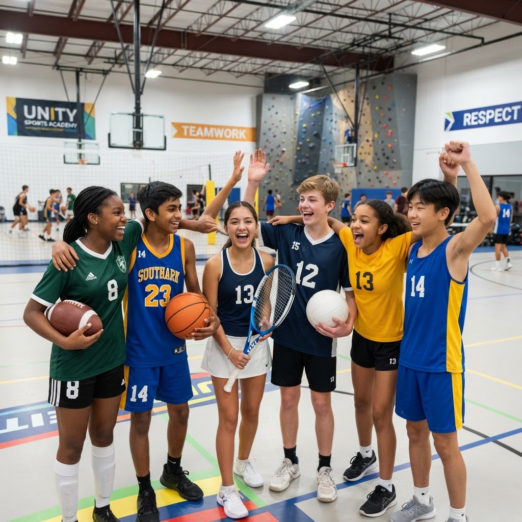 Group of young athletes from different sports together