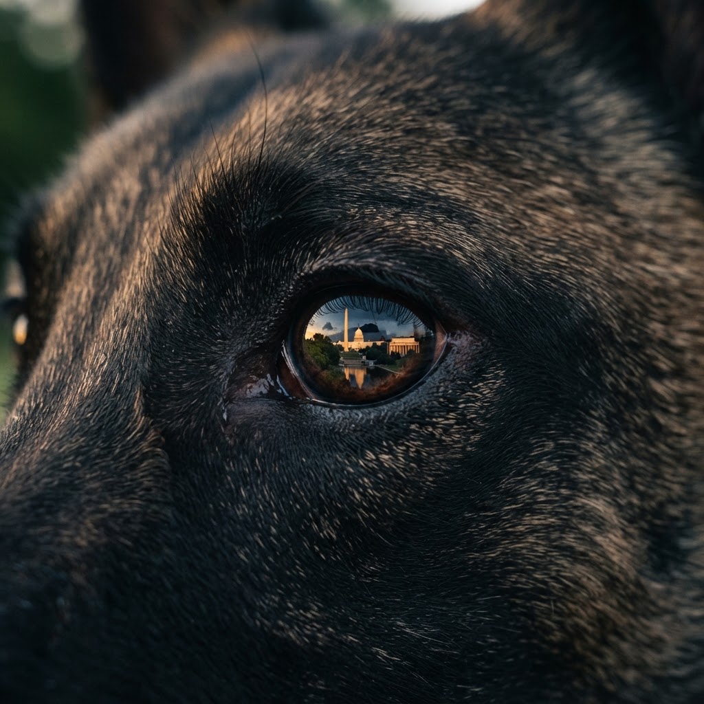 A dog in deep focus