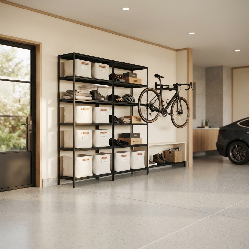 A clean, organized garage interior