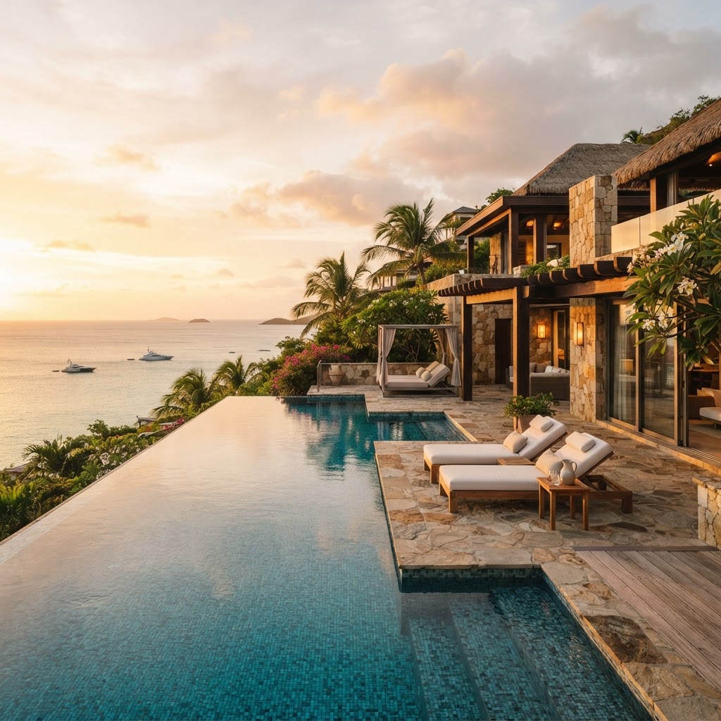 Luxury villa at golden hour