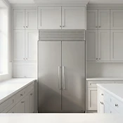 Vented refrigerator gap cover in brushed stainless finish