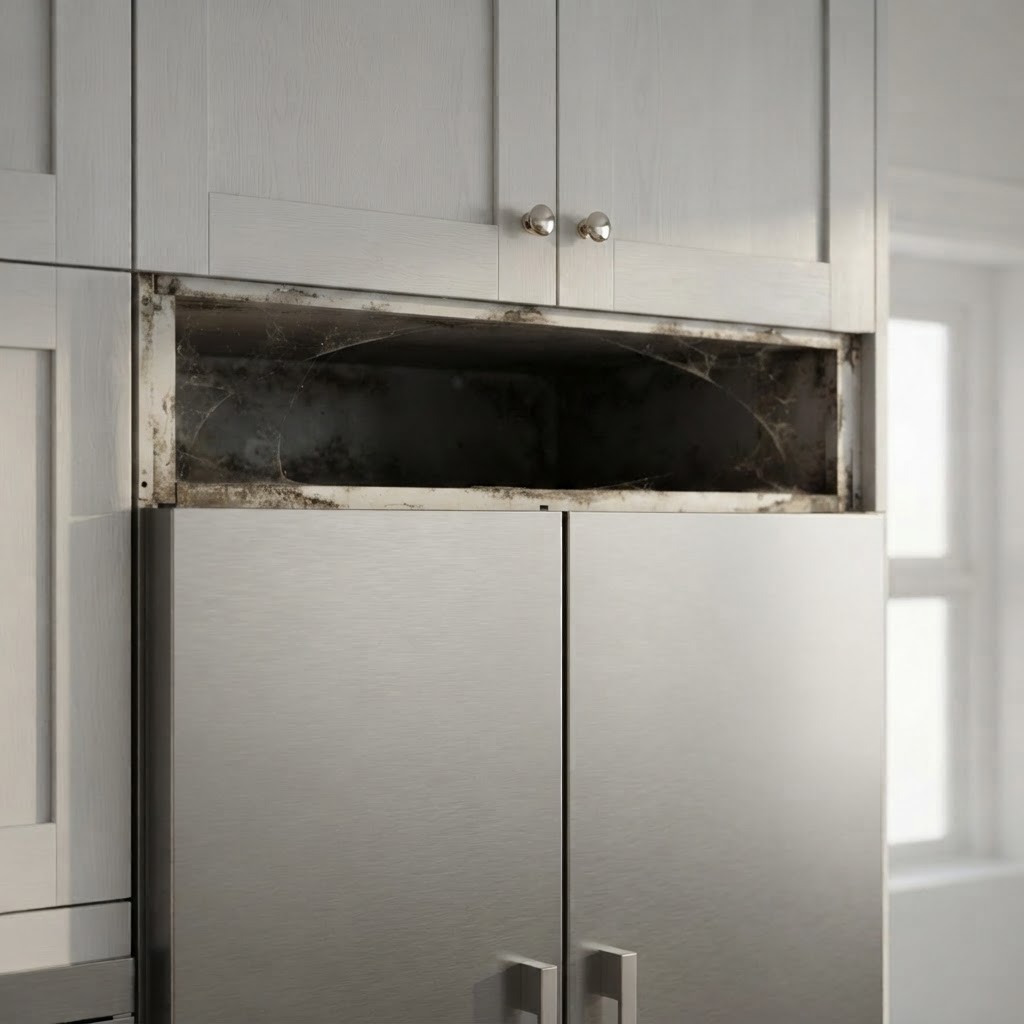 Empty gap between refrigerator and upper cabinet before installation