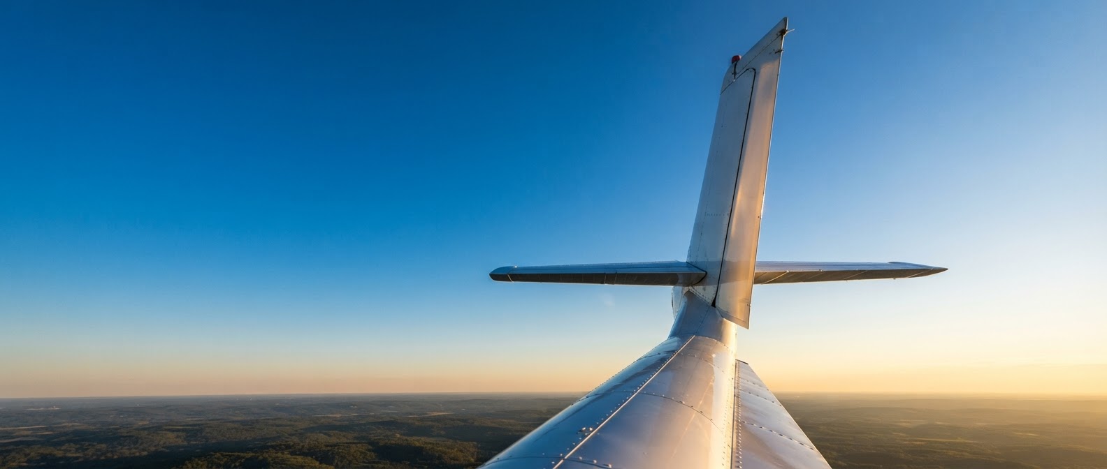GA tail fin against Missouri sky