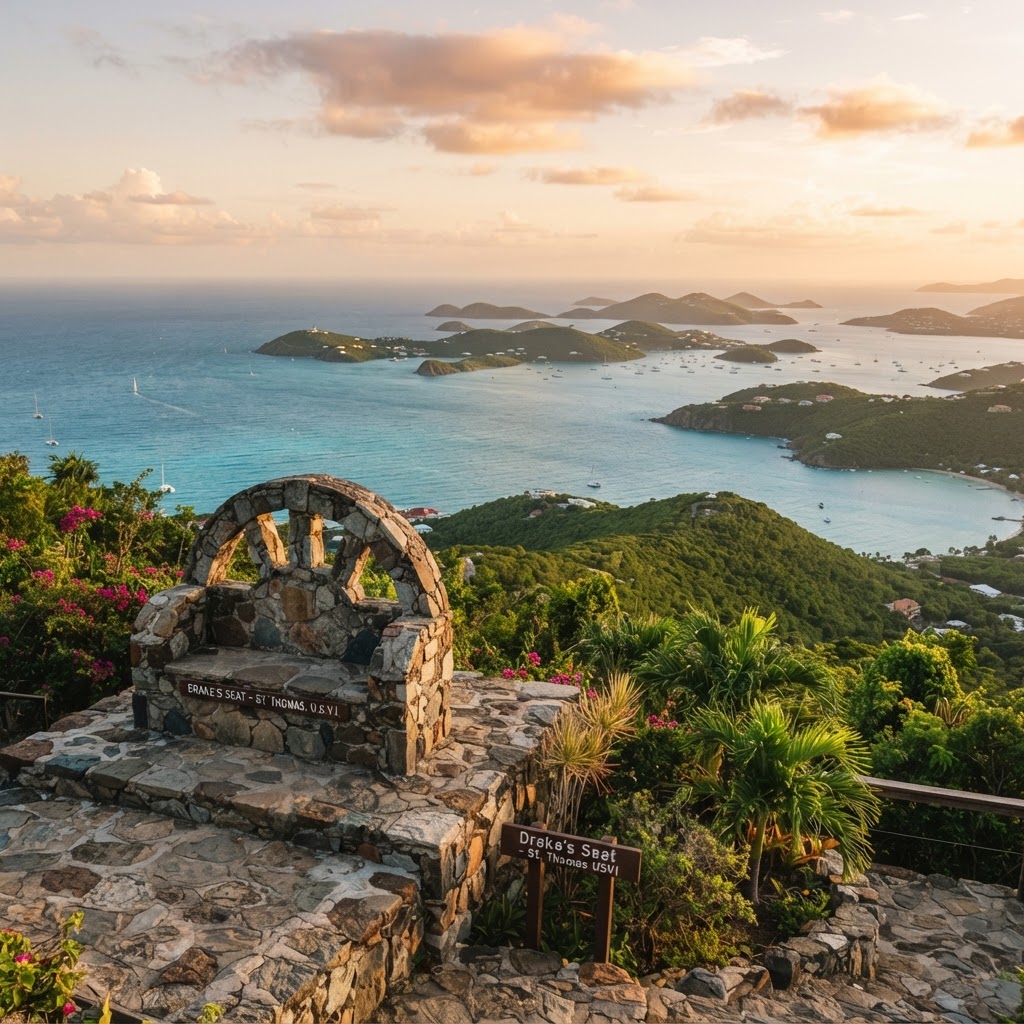 Scenic overlook of the British Virgin Islands from Drake's Seat, St. Thomas