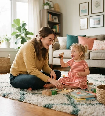 Sitter playing with a child