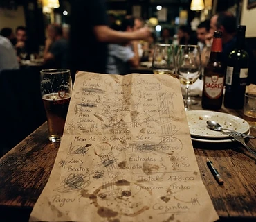 Antes: gestão de gorjetas em papel escrito à mão
