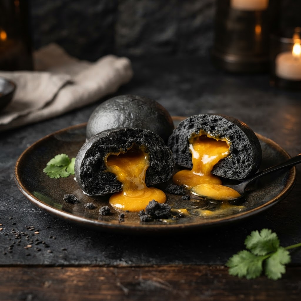 Black Gold Salted Egg Yolk Custard Bun (3pcs)