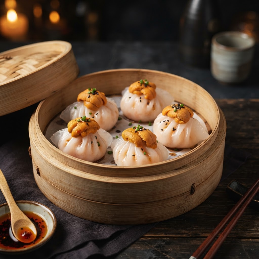 Sea Urchin Shrimp Dumplings (3pcs)
